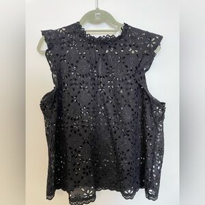 J. Crew Black Eyelet Detail Top